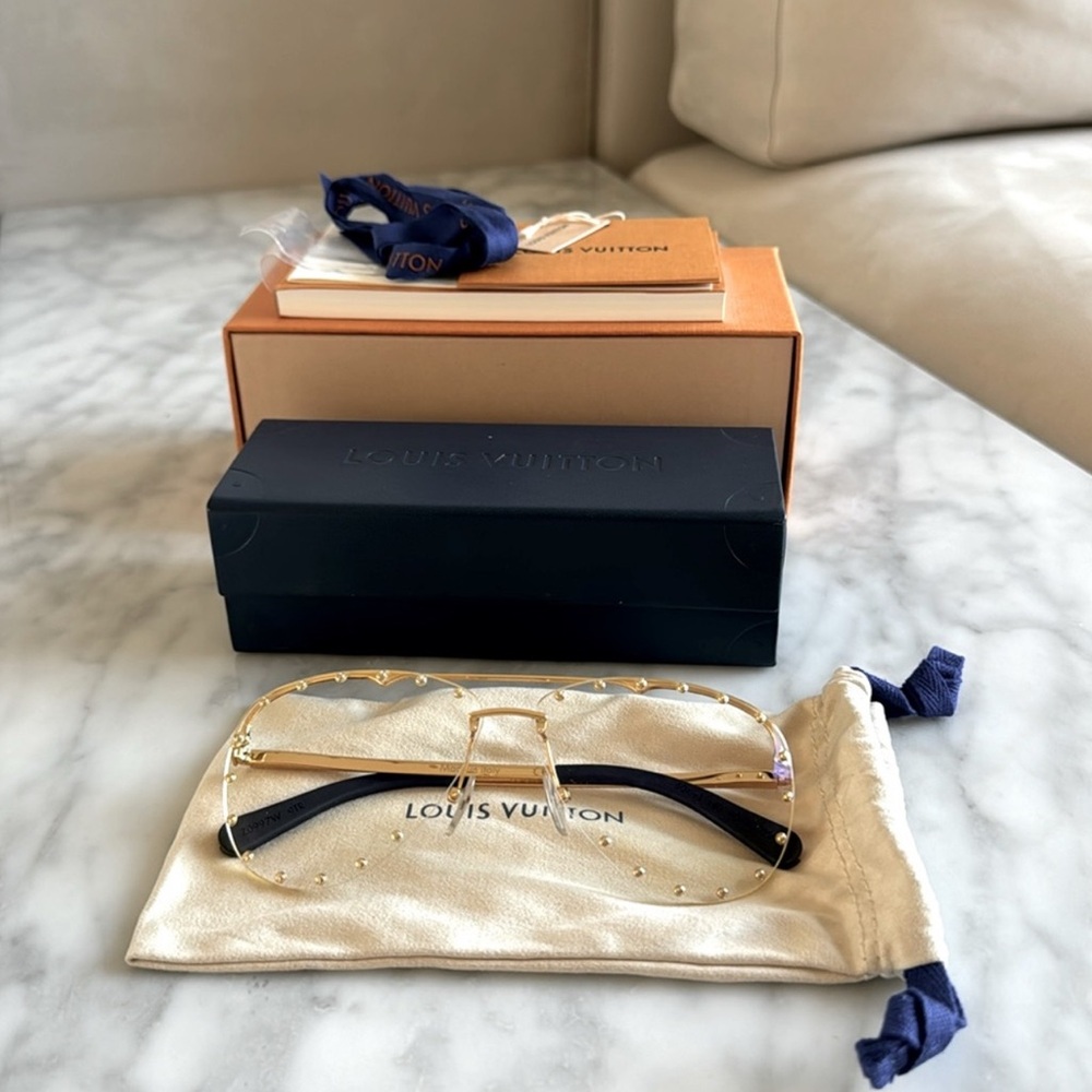 Louis Vuitton Party Gold Frame Studded Glasses